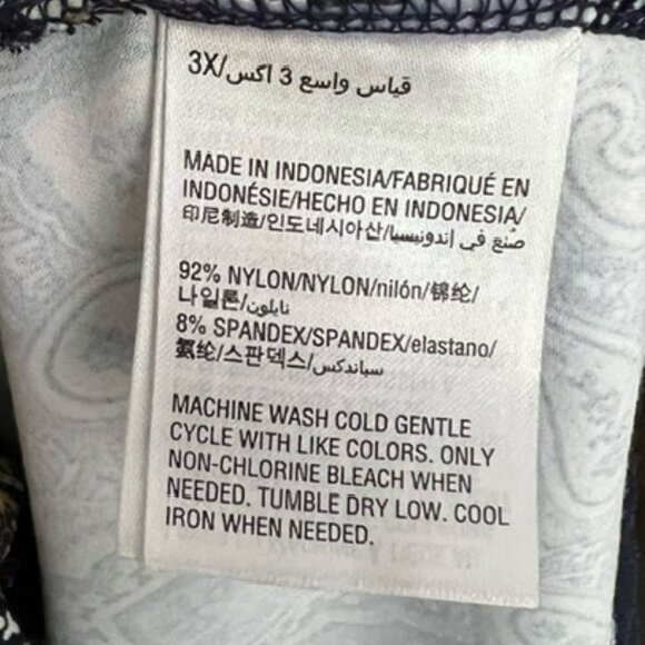 Charter Club Women's  Navy/Tan Pattern Pull-over Tunic, 3/4 Sleeve Plus Size 3X - Picture 5 of 6